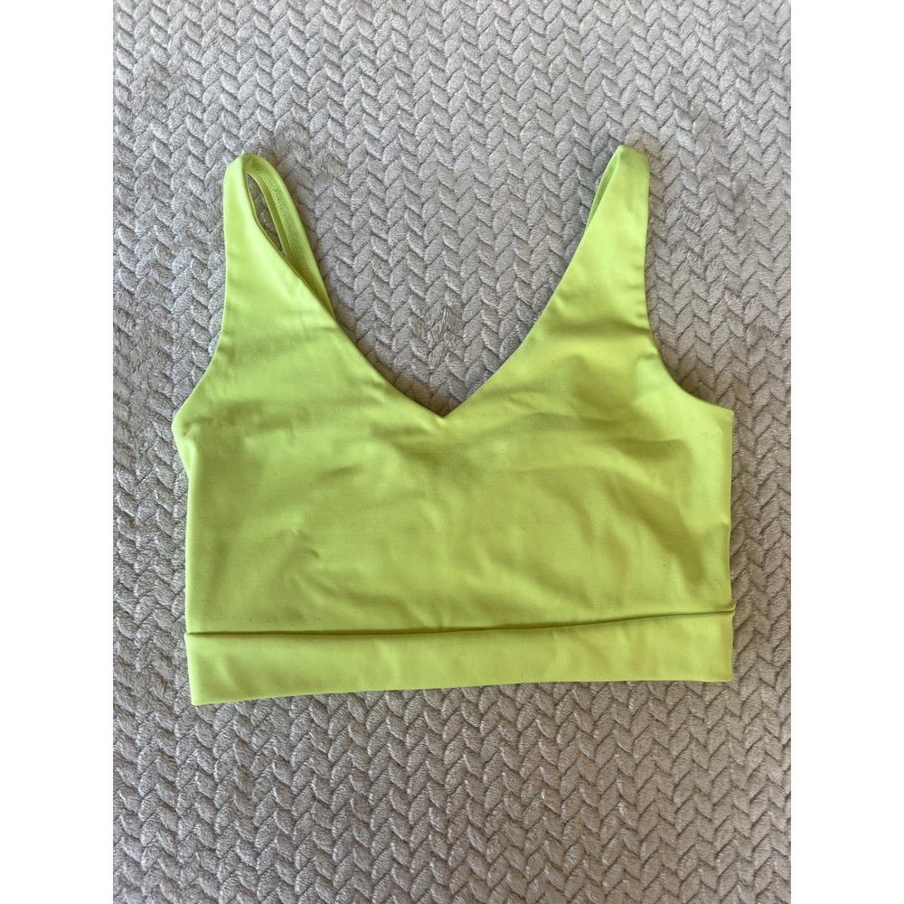 Garage Lime Green Twist Back V-Neck Sports Bra Medium 100062515